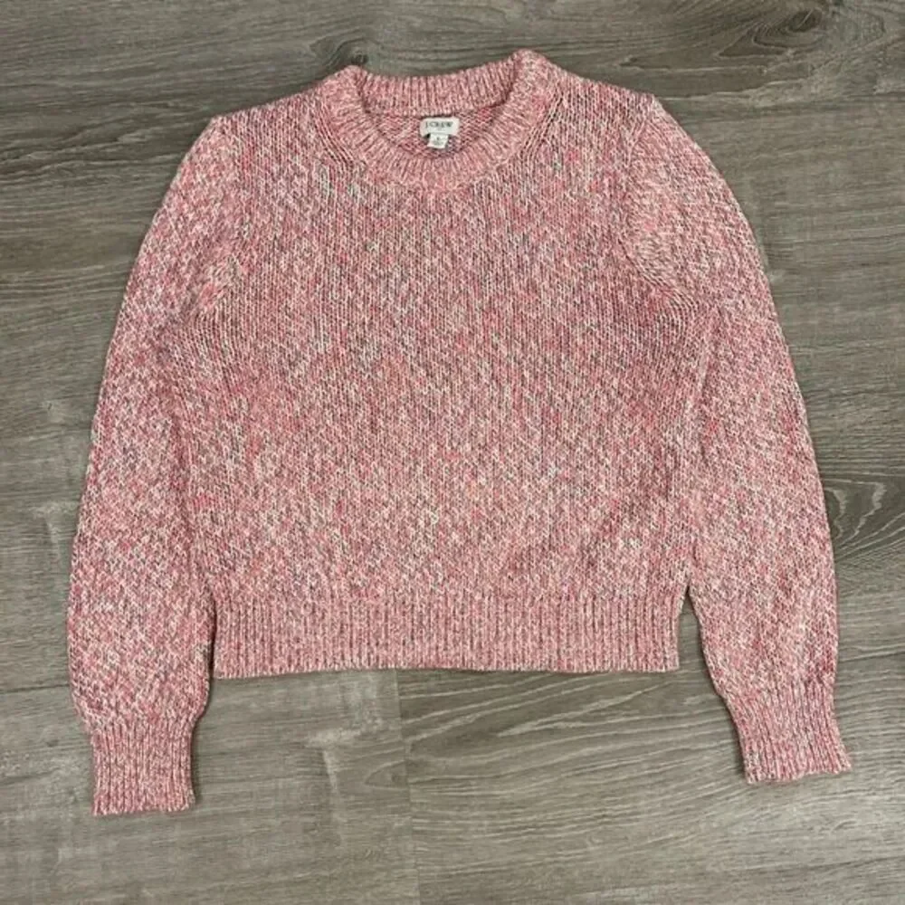 J.CREW COLLECTION $178‎ Pink Marled Crew Neck Cotton Sweater Large - Picture 2 of 6